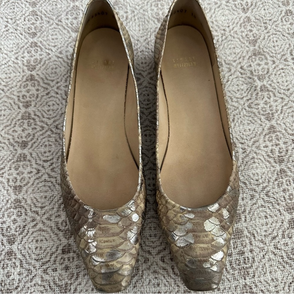 Stuart Weitzman Snipper Flats In Honey Mica Python - image 3